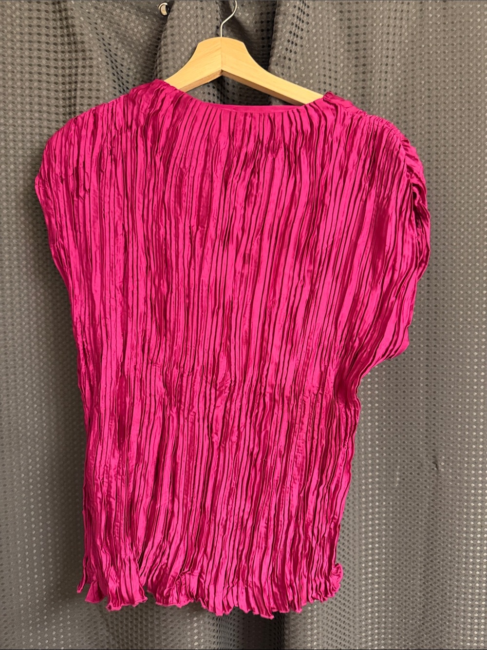 Mango Crinkled Short Sleeve Top - Fuchsia